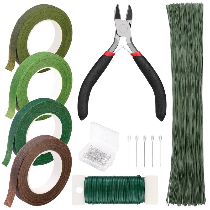 SOCNITC Floral Tape and Wire, Florist Arrangement Tools Kit with Floral Tape Wire Cutter Boutonniere Pin for Bouquets,Wrap Florist,Flower Project - Image 1